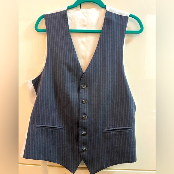 Button Suit Vest SIZE 40L GRAY STRIPE NEW - Picture 1 of 4
